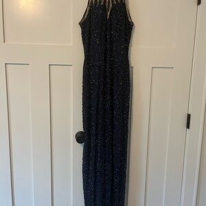 Navy Halter Prom Dress